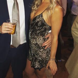 Black gold and white sequin dress